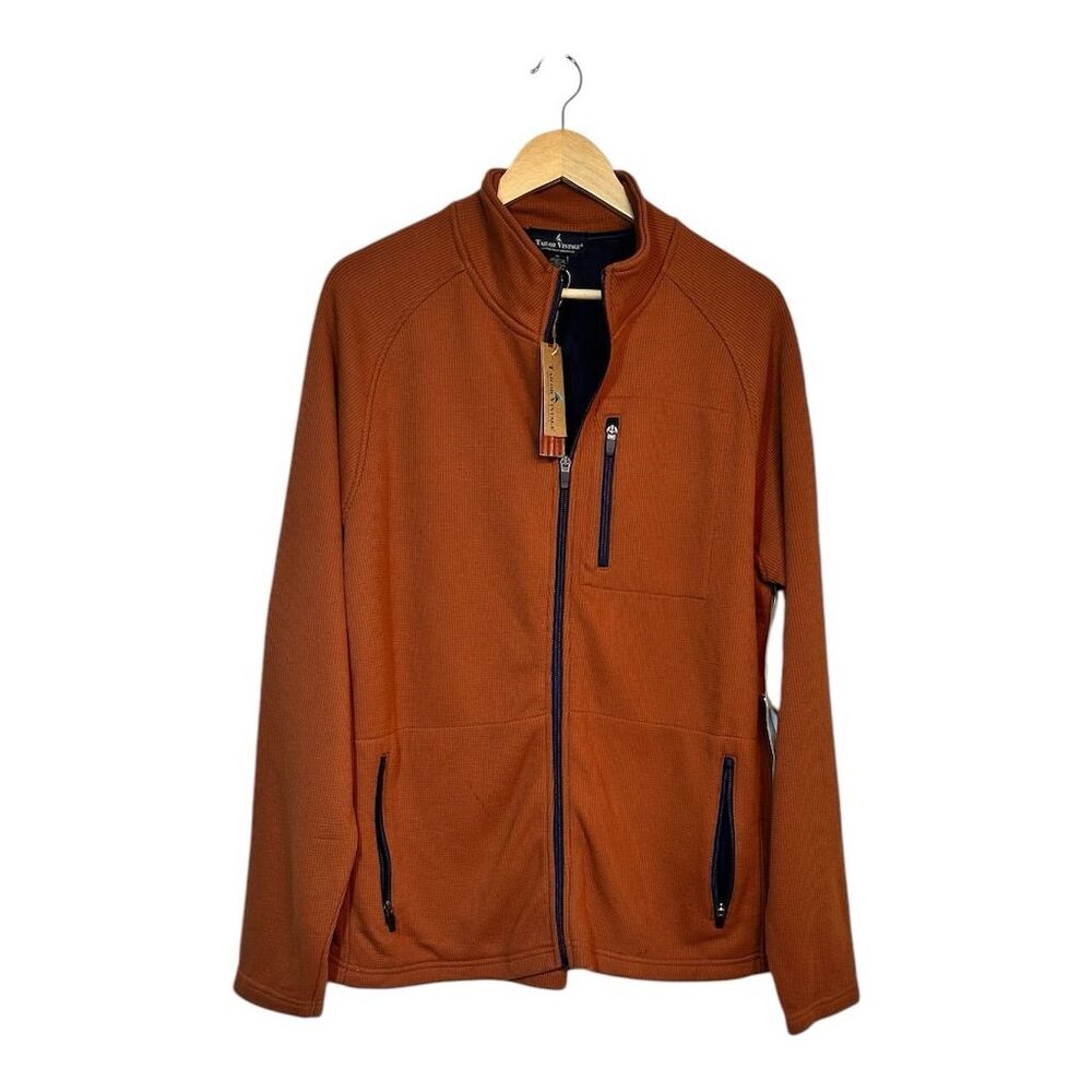 NWT Taylor Vintage Men's Ginger Bread Waffle DK Navy Zip-up Fleece Size …